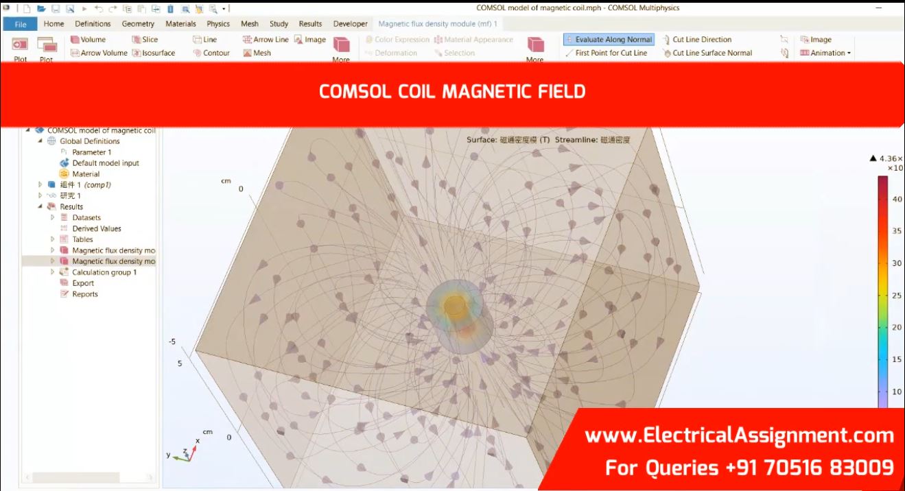 Electromagnetic Field Distribution in Magnetic Coil COMSOL screenshot 11